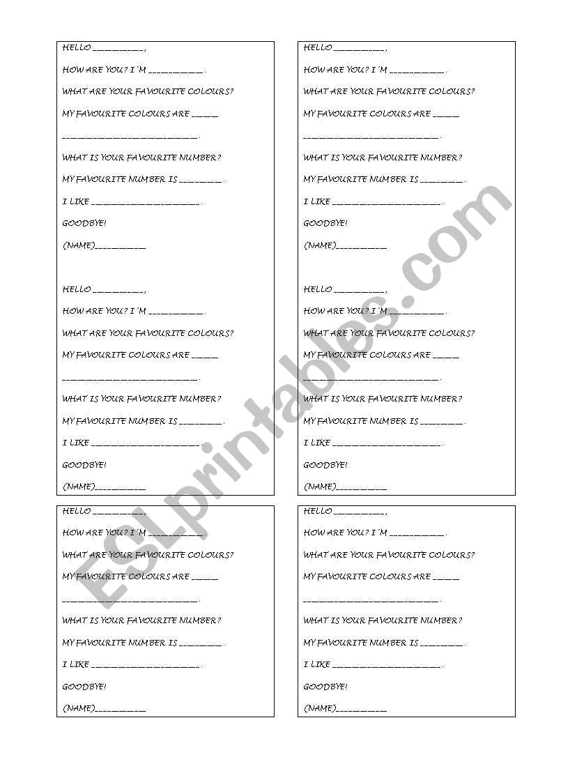 PERSONAL LETTER worksheet