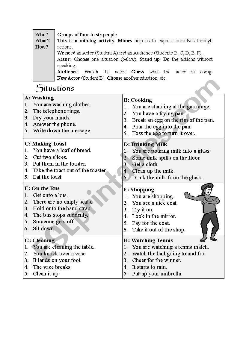 Mime activity worksheet