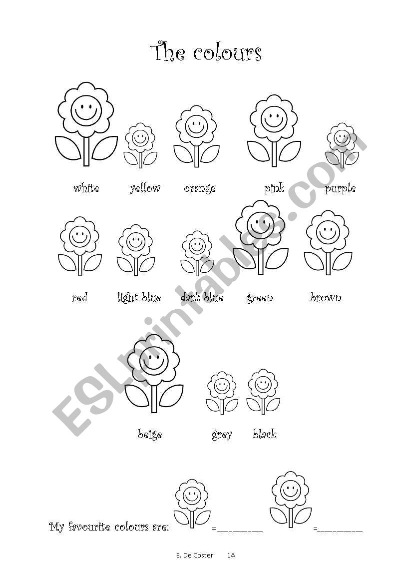 The colours worksheet