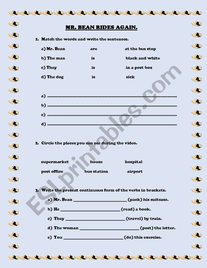 Mr Bean rides again  worksheet