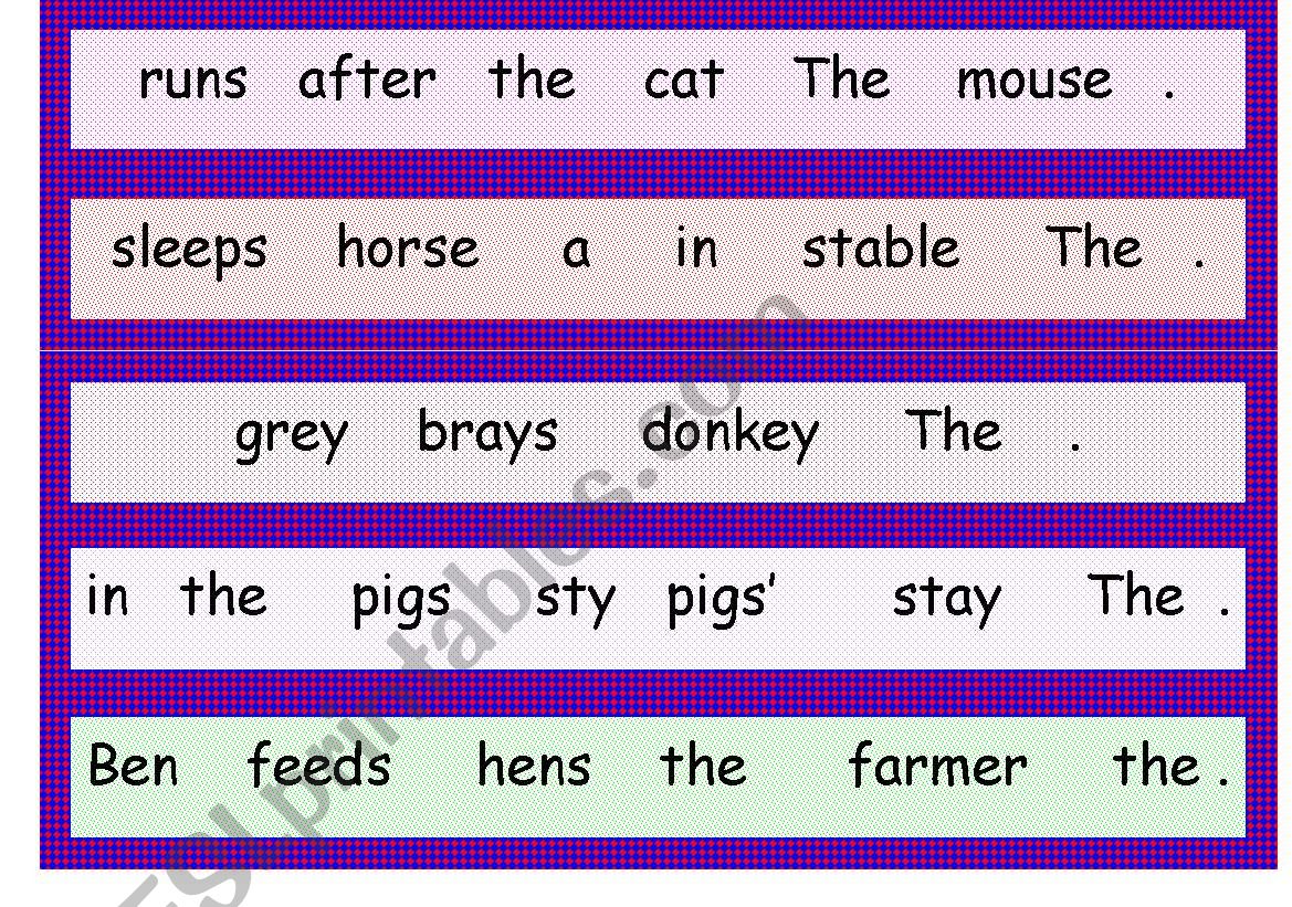 Jumbled sentences worksheet