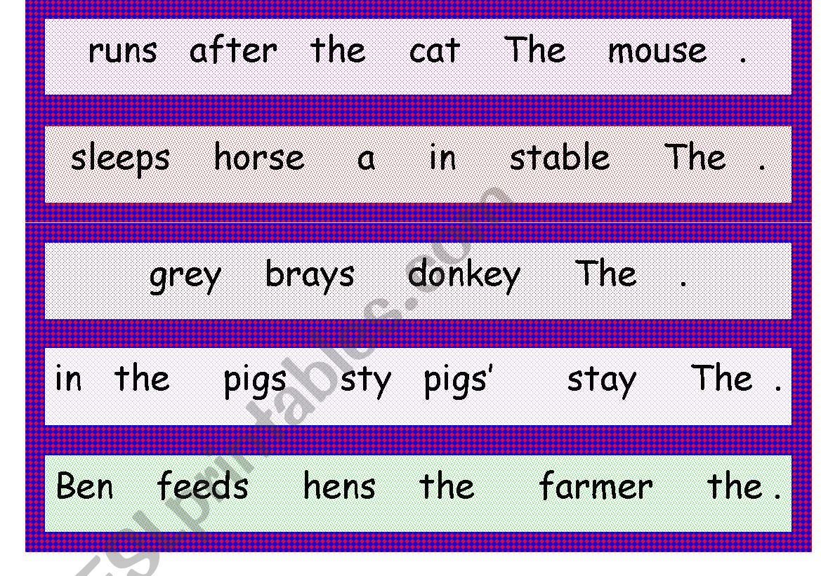 English Worksheets Jumbled Sentences