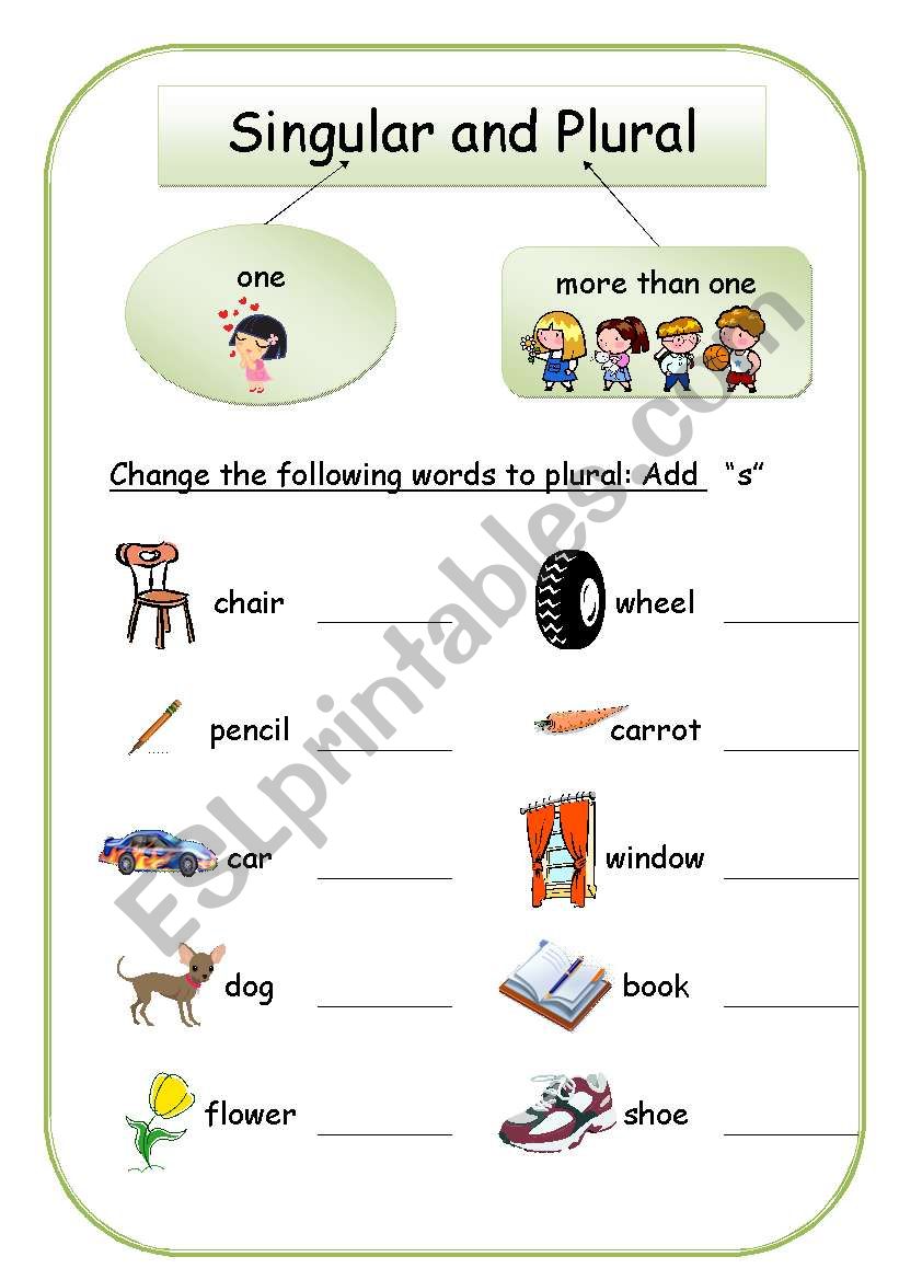 Singular and Plural worksheet