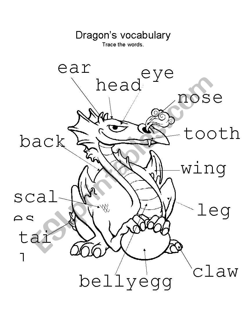 Dragons vocabulary worksheet