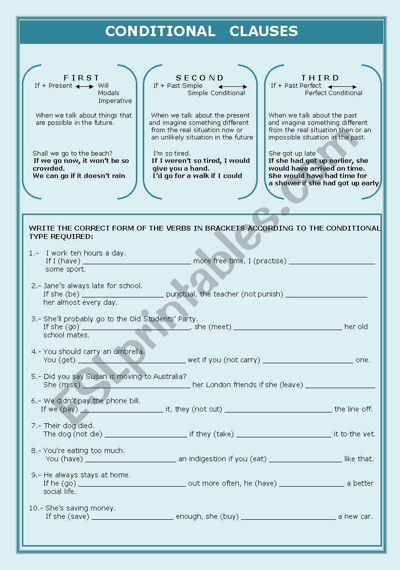 Conditional Clauses worksheet