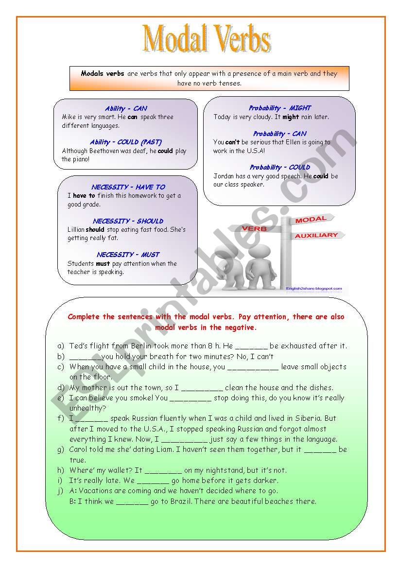 Modal Verbs - Exercises worksheet