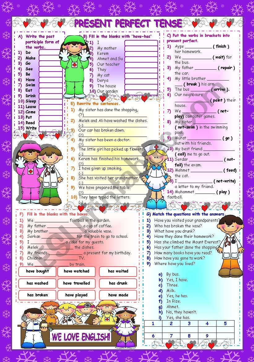 PRESENT PERFECT TENSE worksheet