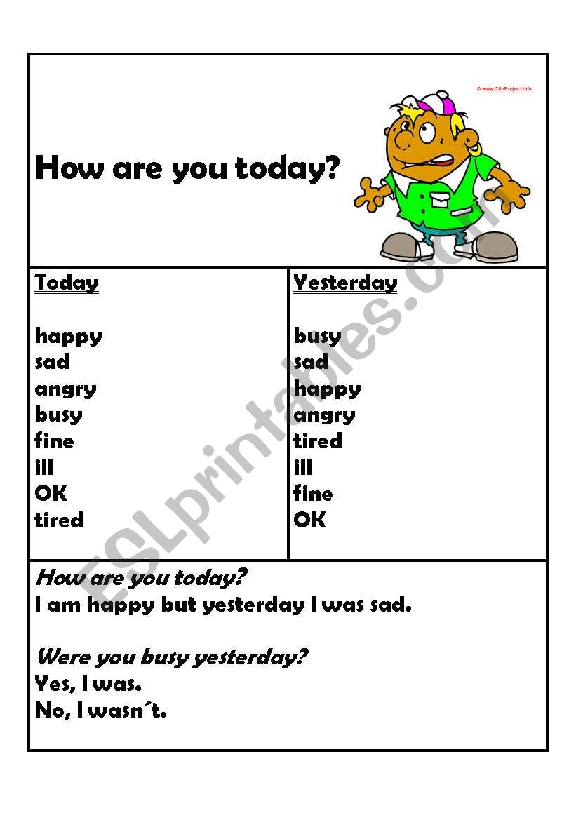 How are you today?  worksheet