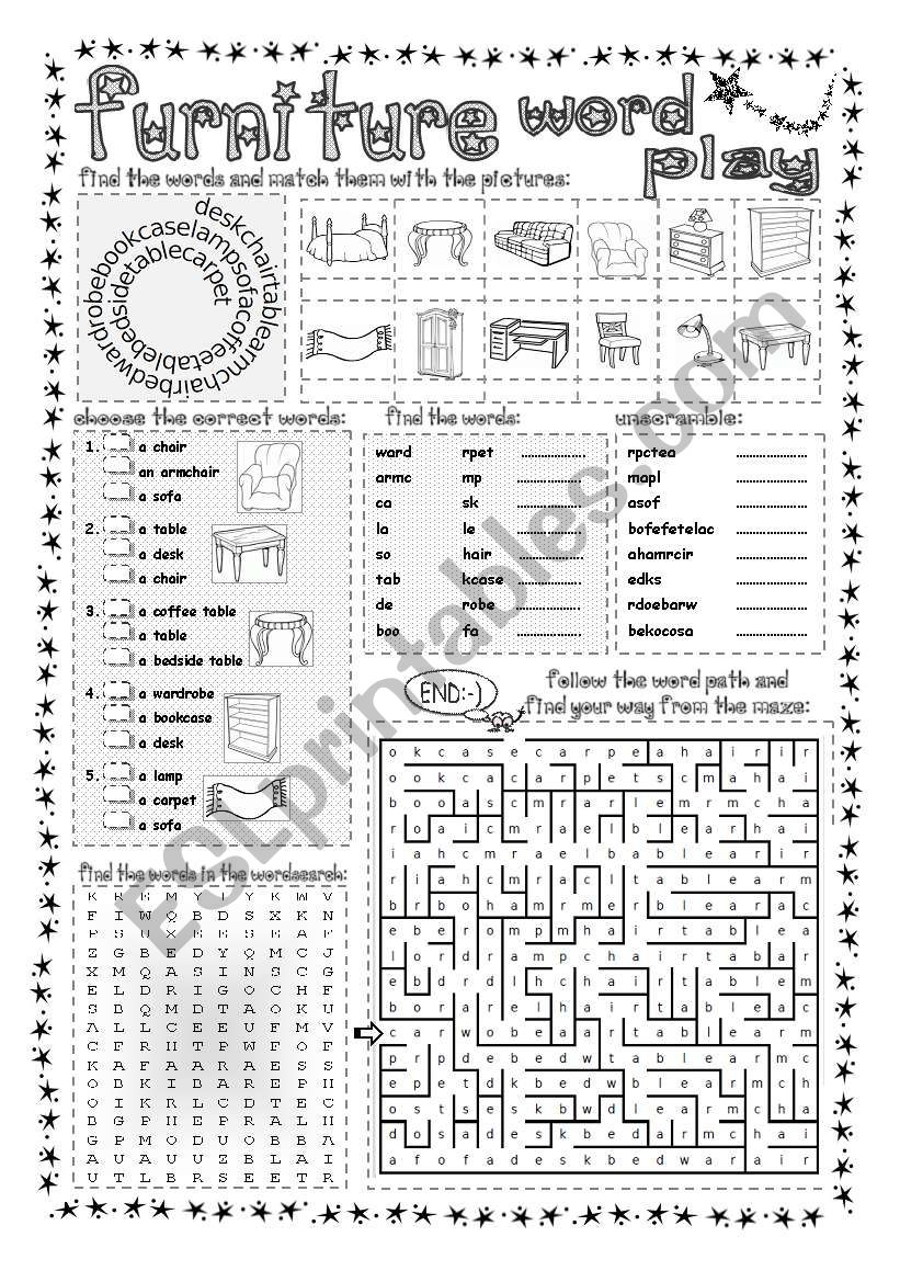 Furniture Word Play worksheet