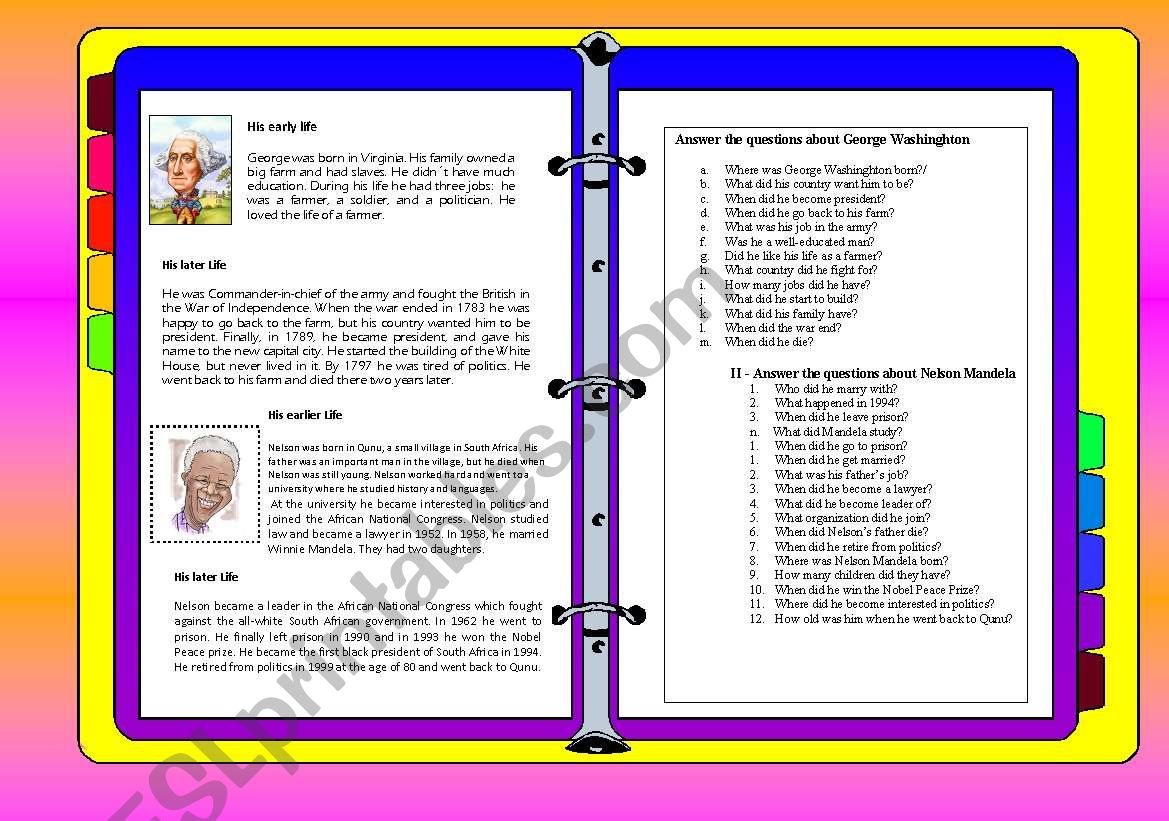 MANDELA AND WASHINGHTON worksheet