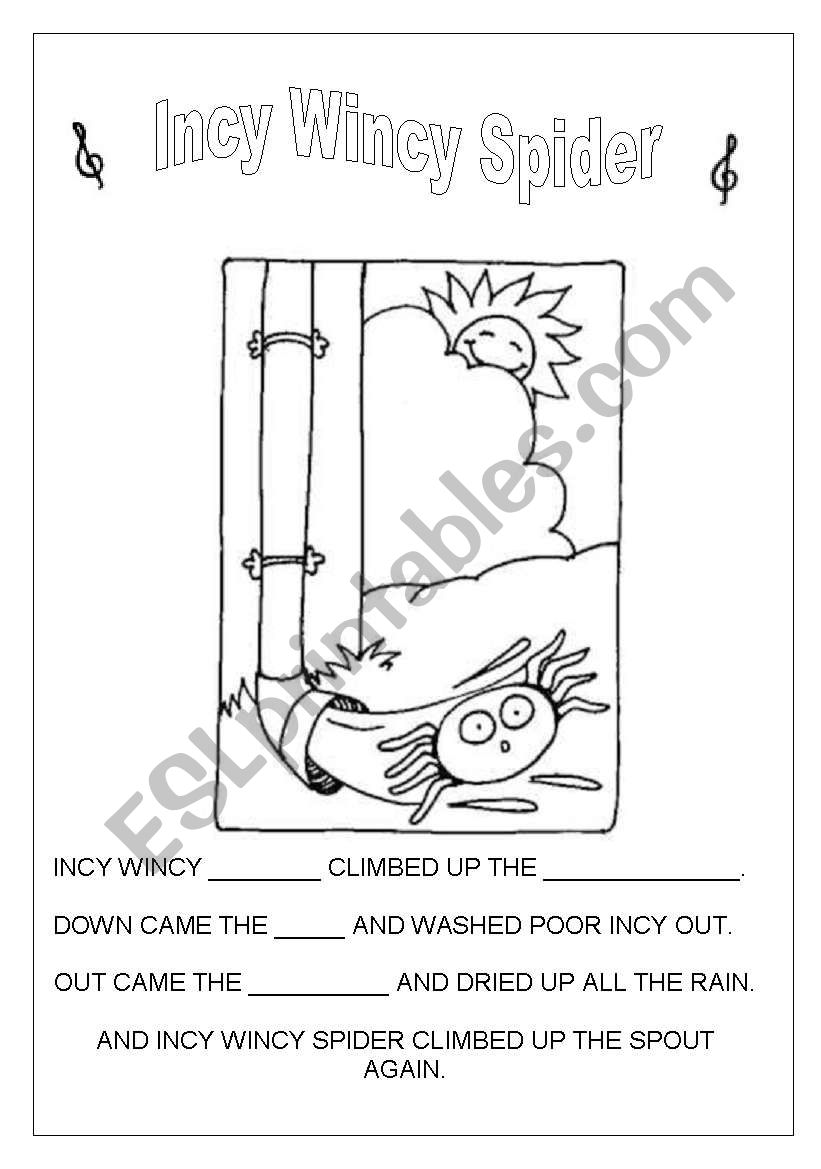 INCY WINCY SPIDER LYRICS worksheet