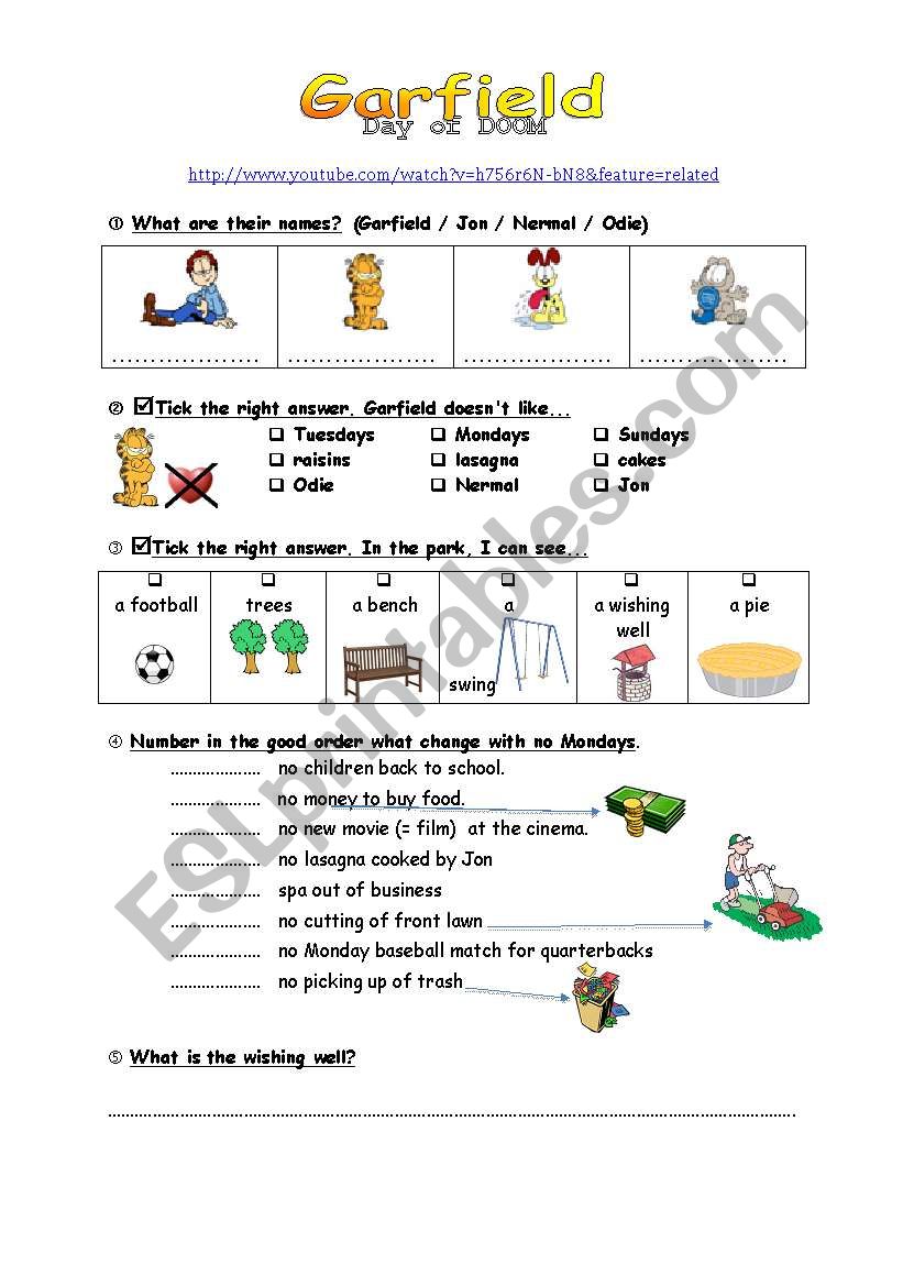 GARFIELD - Day of doom. worksheet