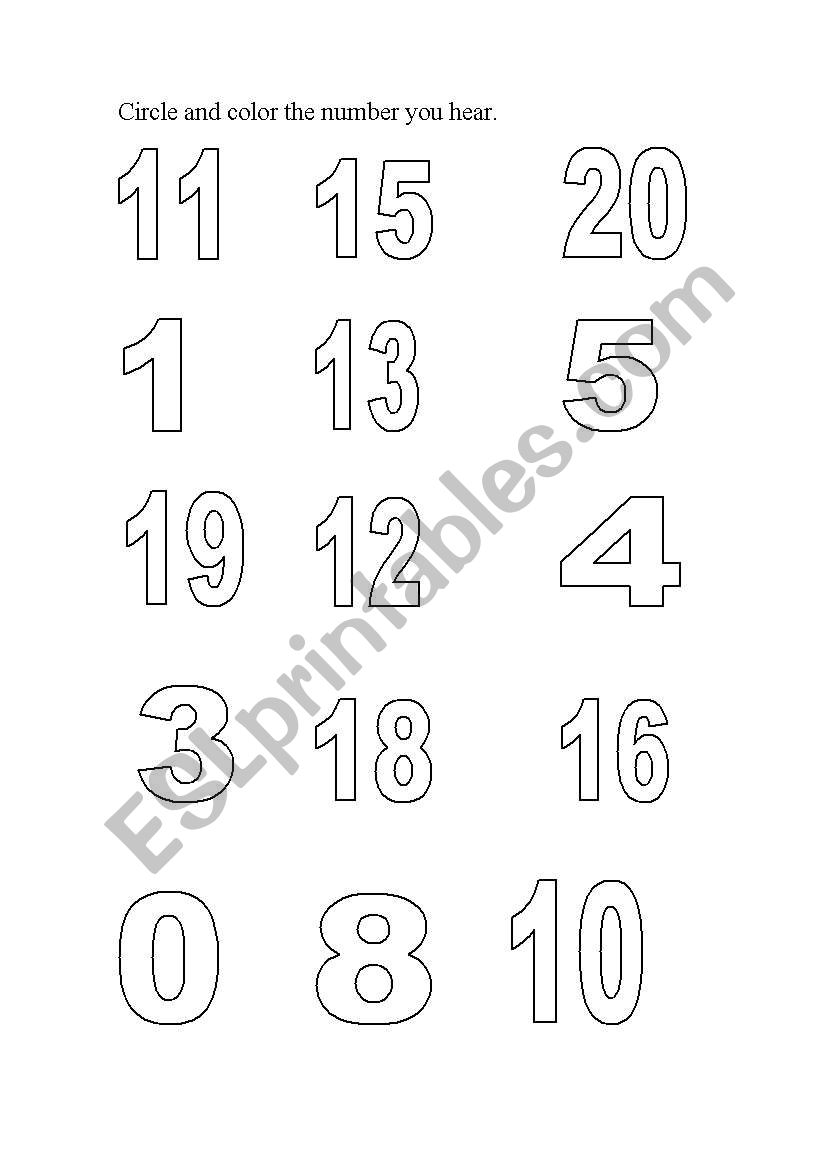 Numbers worksheet