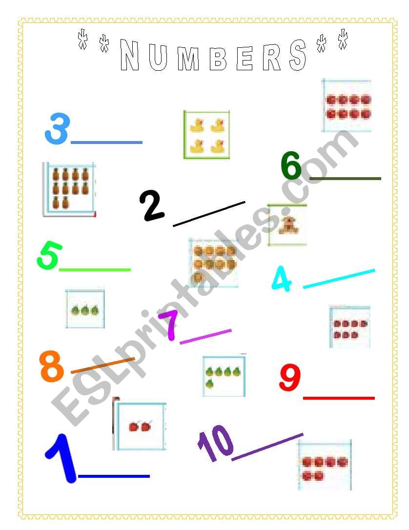 NUMBERS 1 - 10 worksheet