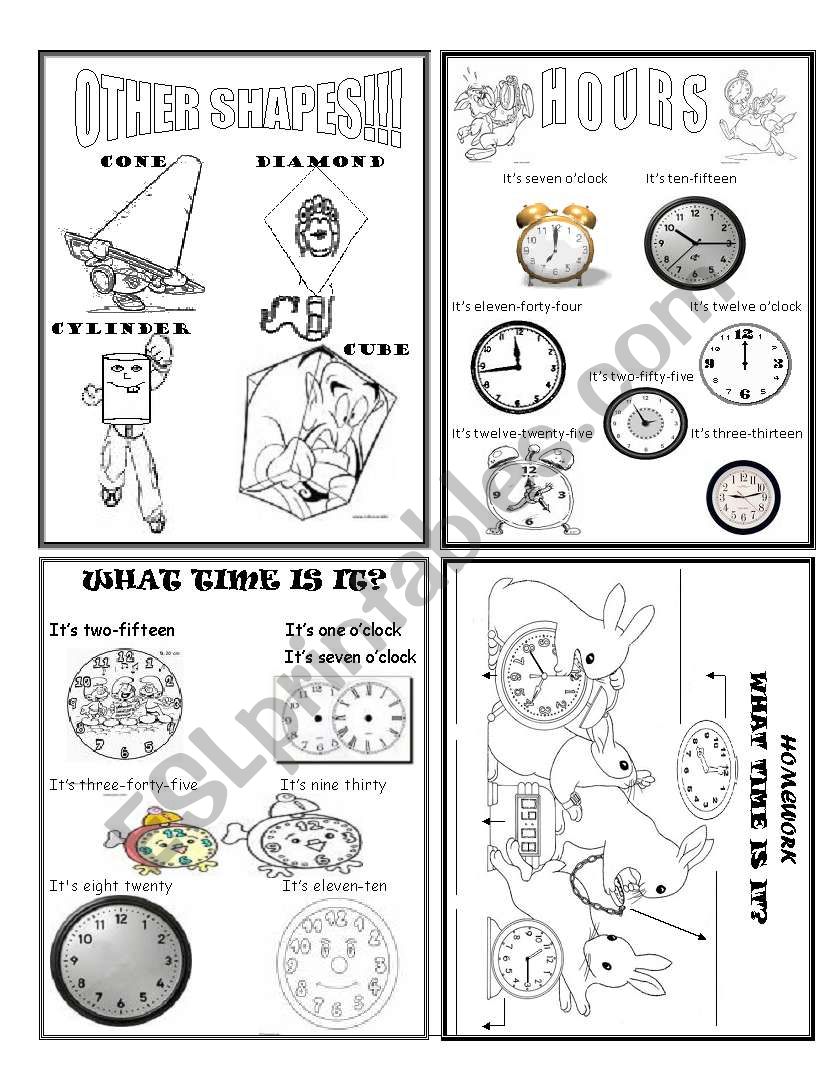 SHAPES AND HOUR worksheet
