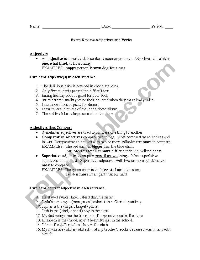 nouns and verbs worksheet
