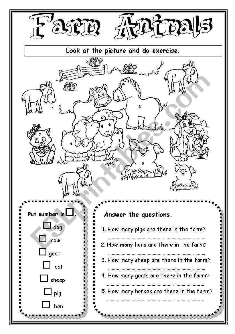 Farm animals worksheet