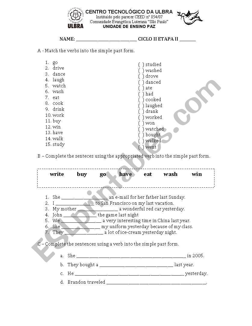 English Test for kids worksheet