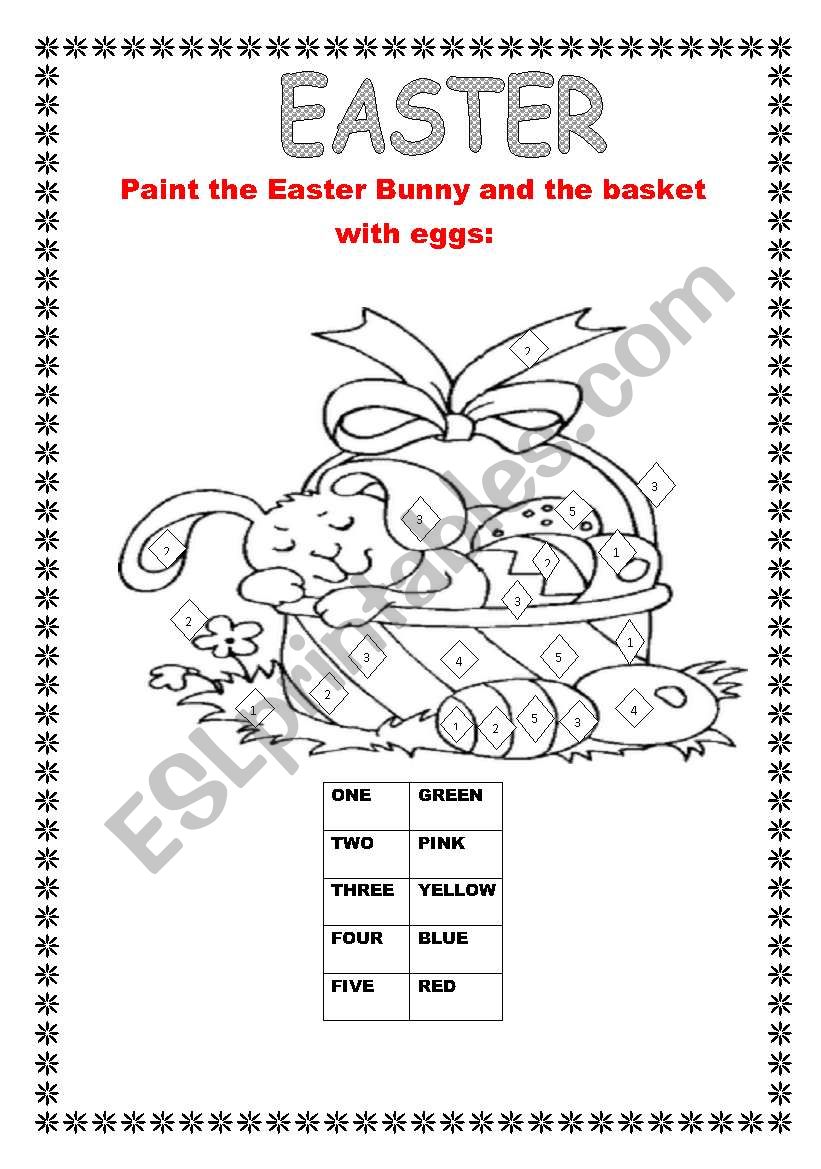 PAINT THE EASTER BUNNY AND THE BASKET WITH EGGS!