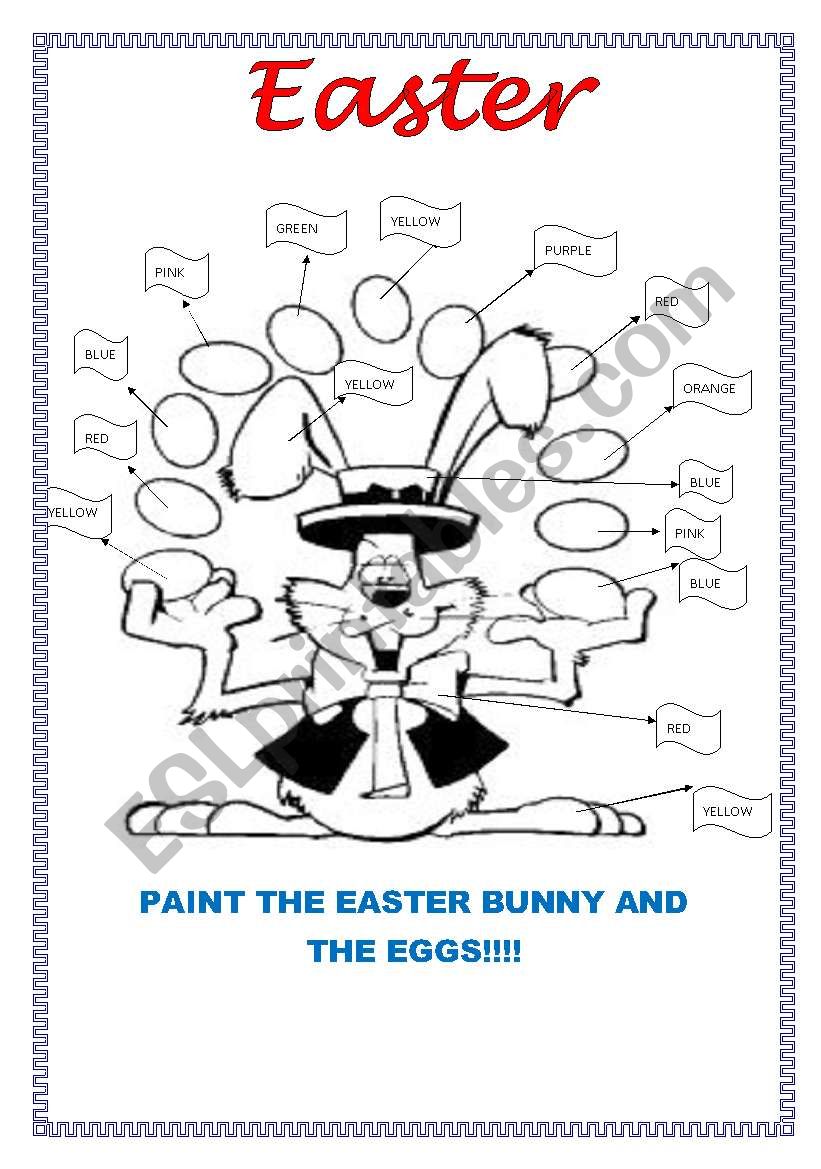 Paint theEaster Bunny and the eggs!