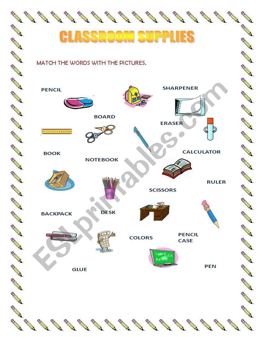 Classroom supplies worksheet