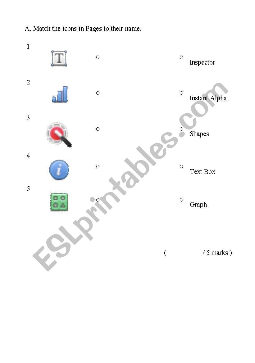 Pages Icons worksheet