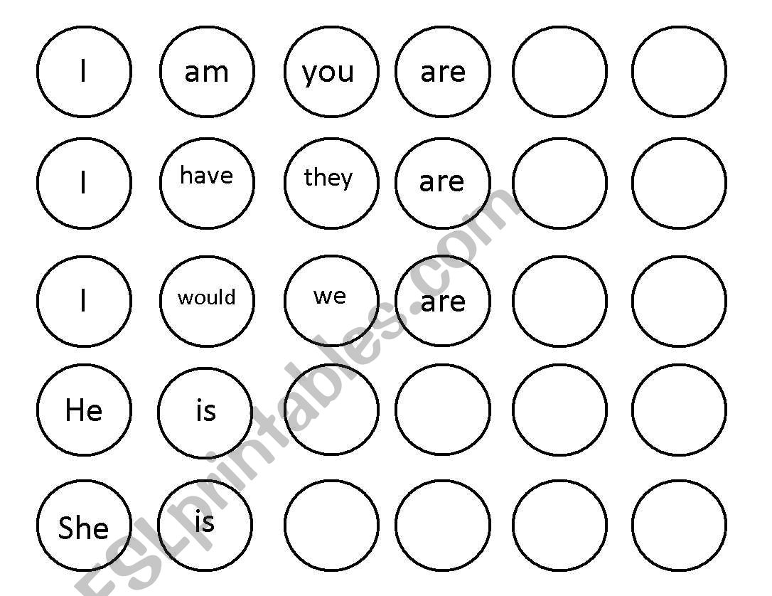 Contraction Cars worksheet