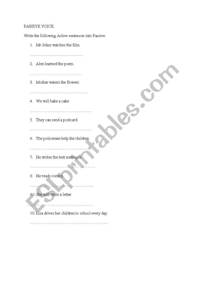 Passive Voice worksheet