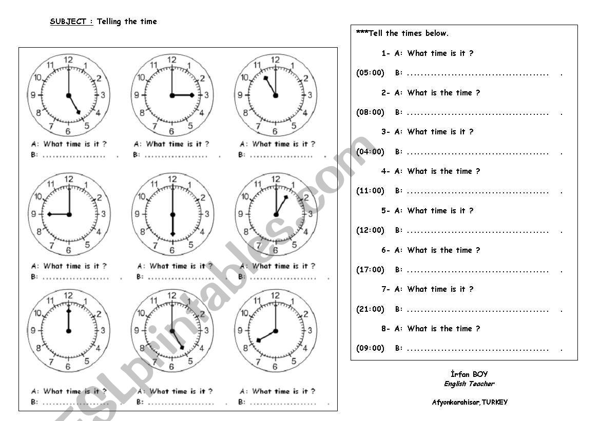 TELLING TIME  (  with both analog and digital forms )