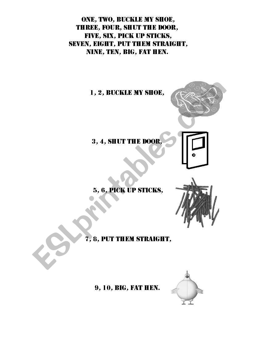 Big Fat Hen Rhyme worksheet