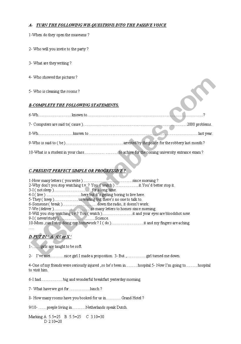 QUIZ worksheet