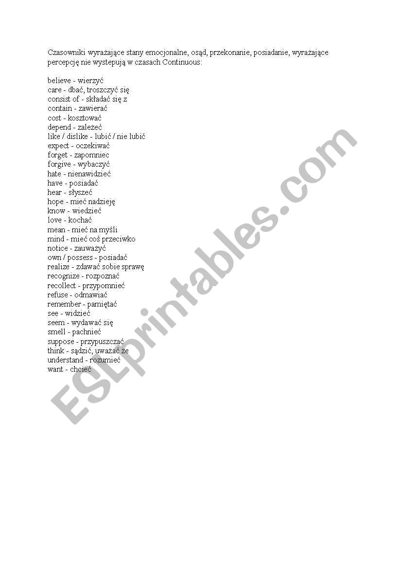 Verbs worksheet