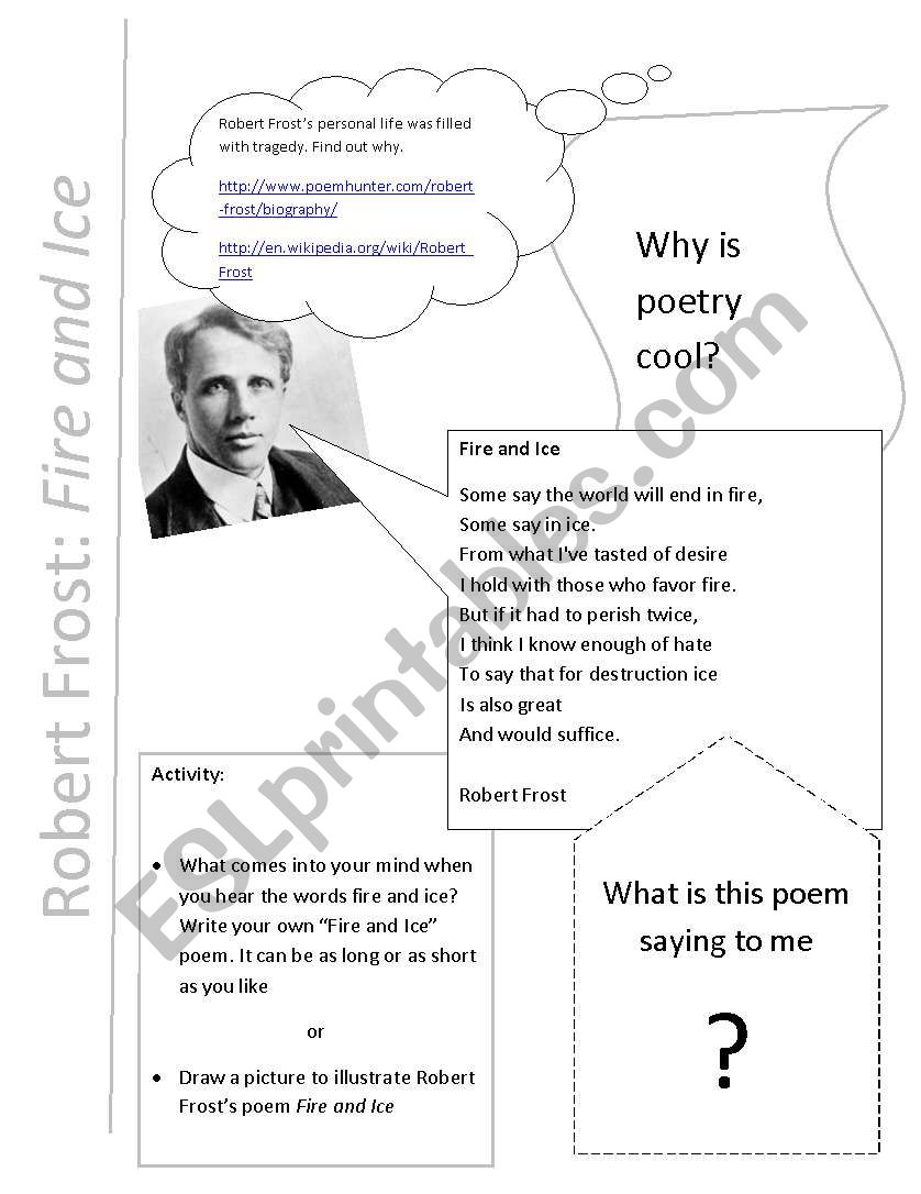 English Worksheets Fire And Ice By Robert Frost
