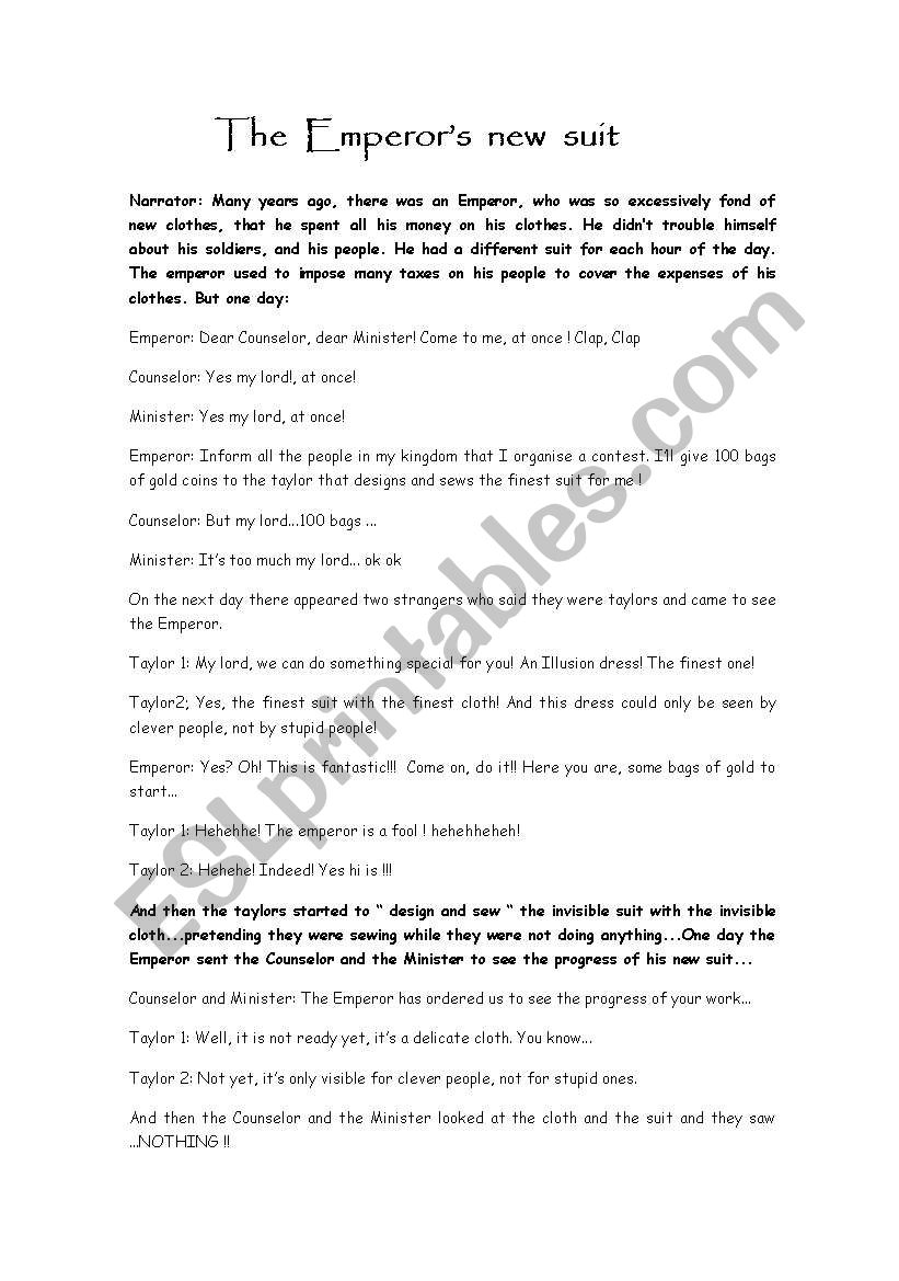 The Emperor´s new suit worksheet