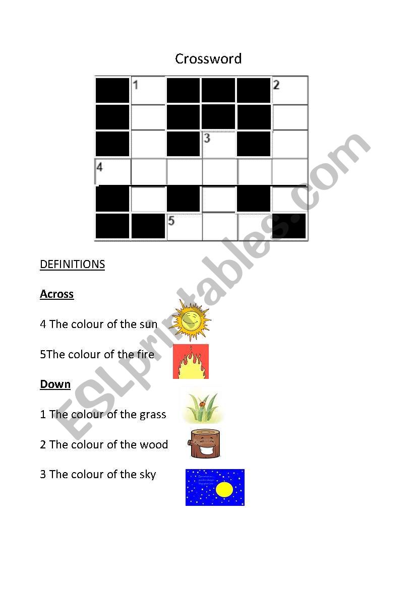 crossword colours worksheet