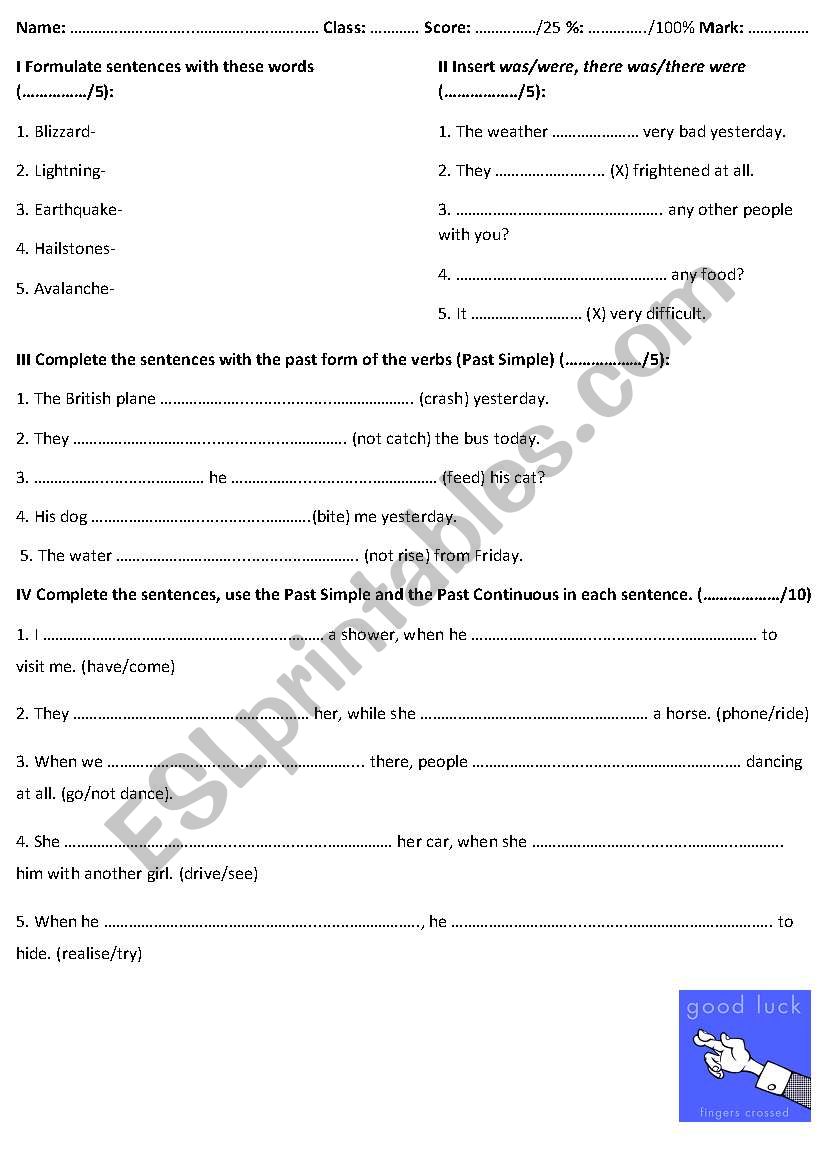 Past Simple and Past Continuous quiz