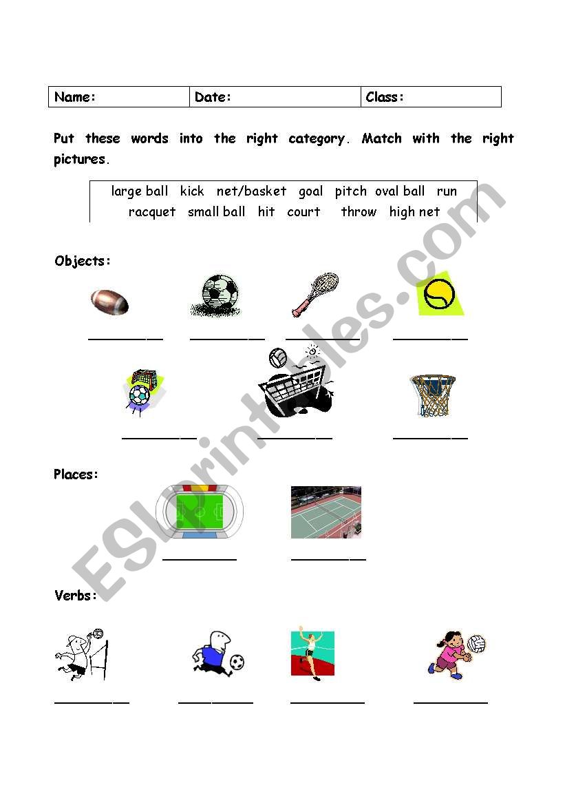 Sports Reading worksheet