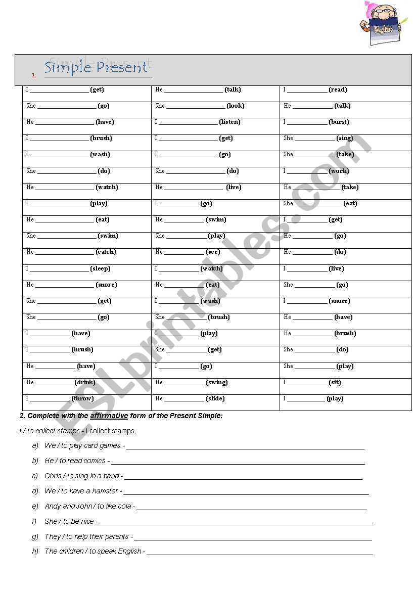 Simple Present - exercises worksheet