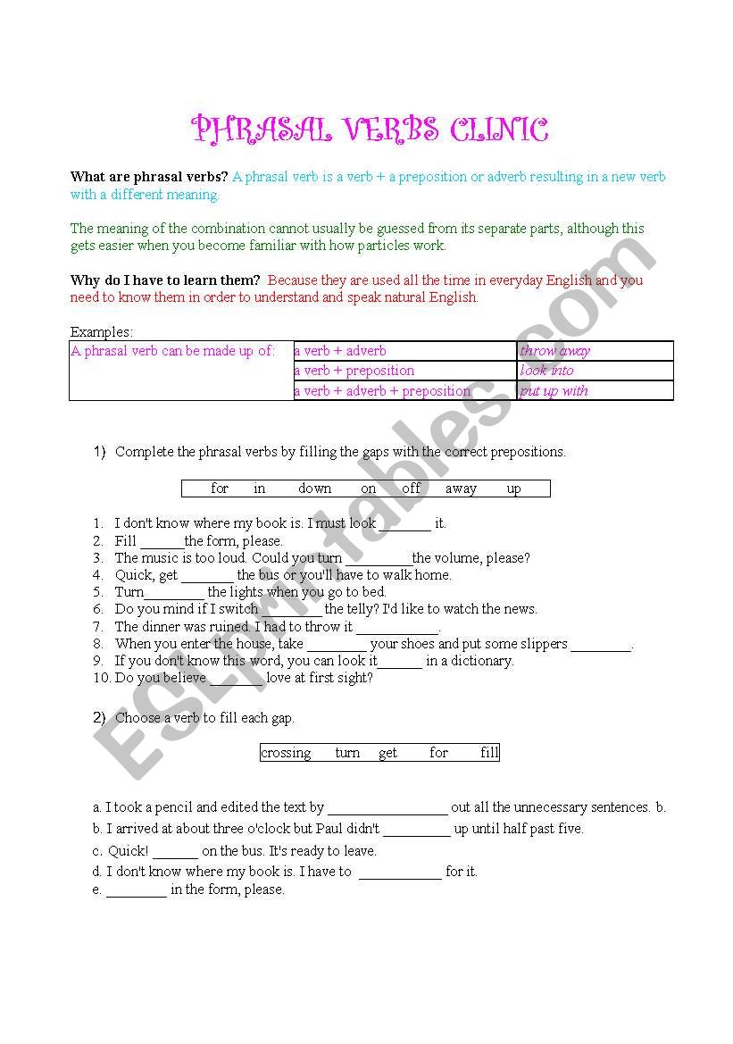 Phrasal Verbs worksheet