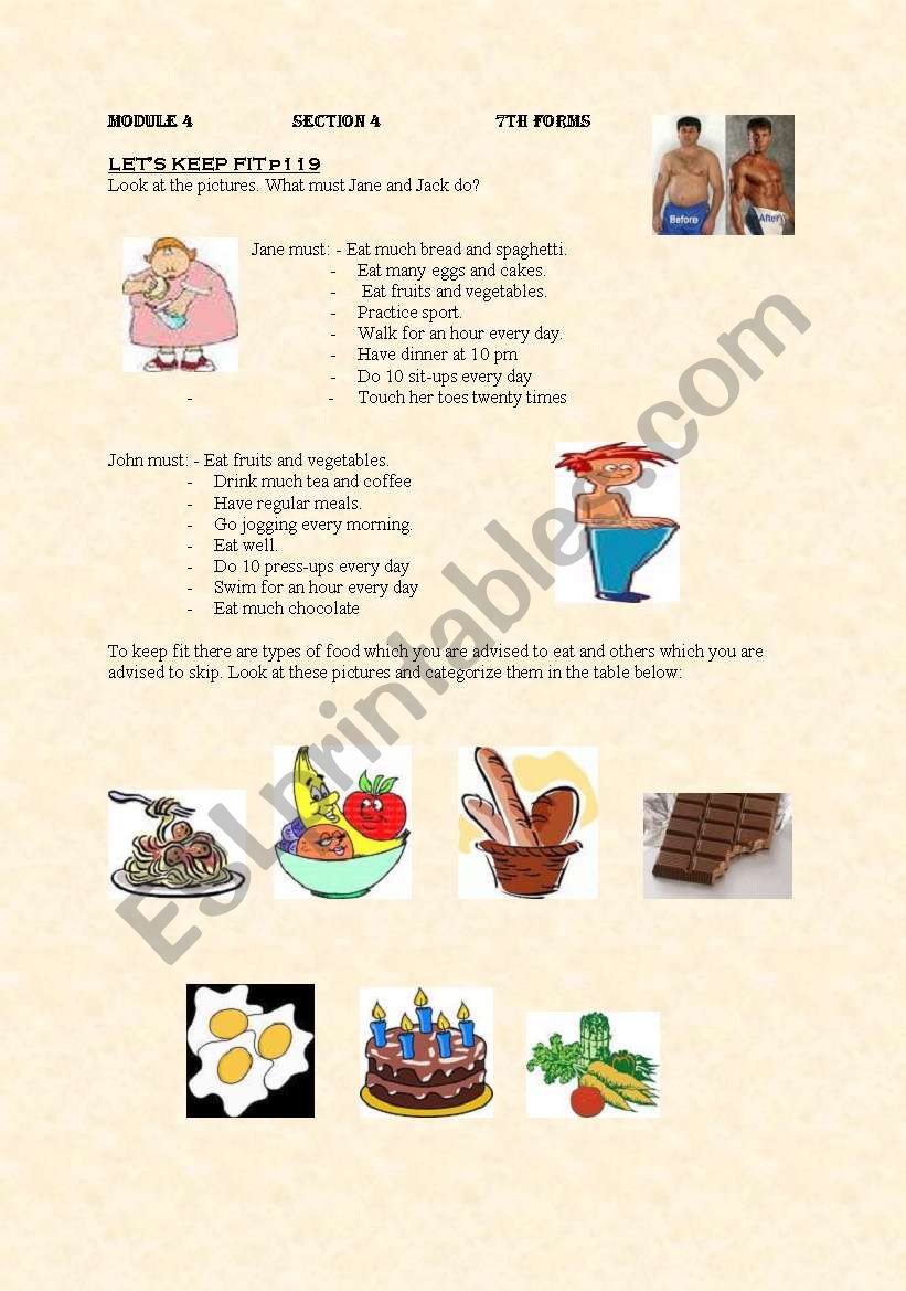 letÂ´s keep fit worksheet