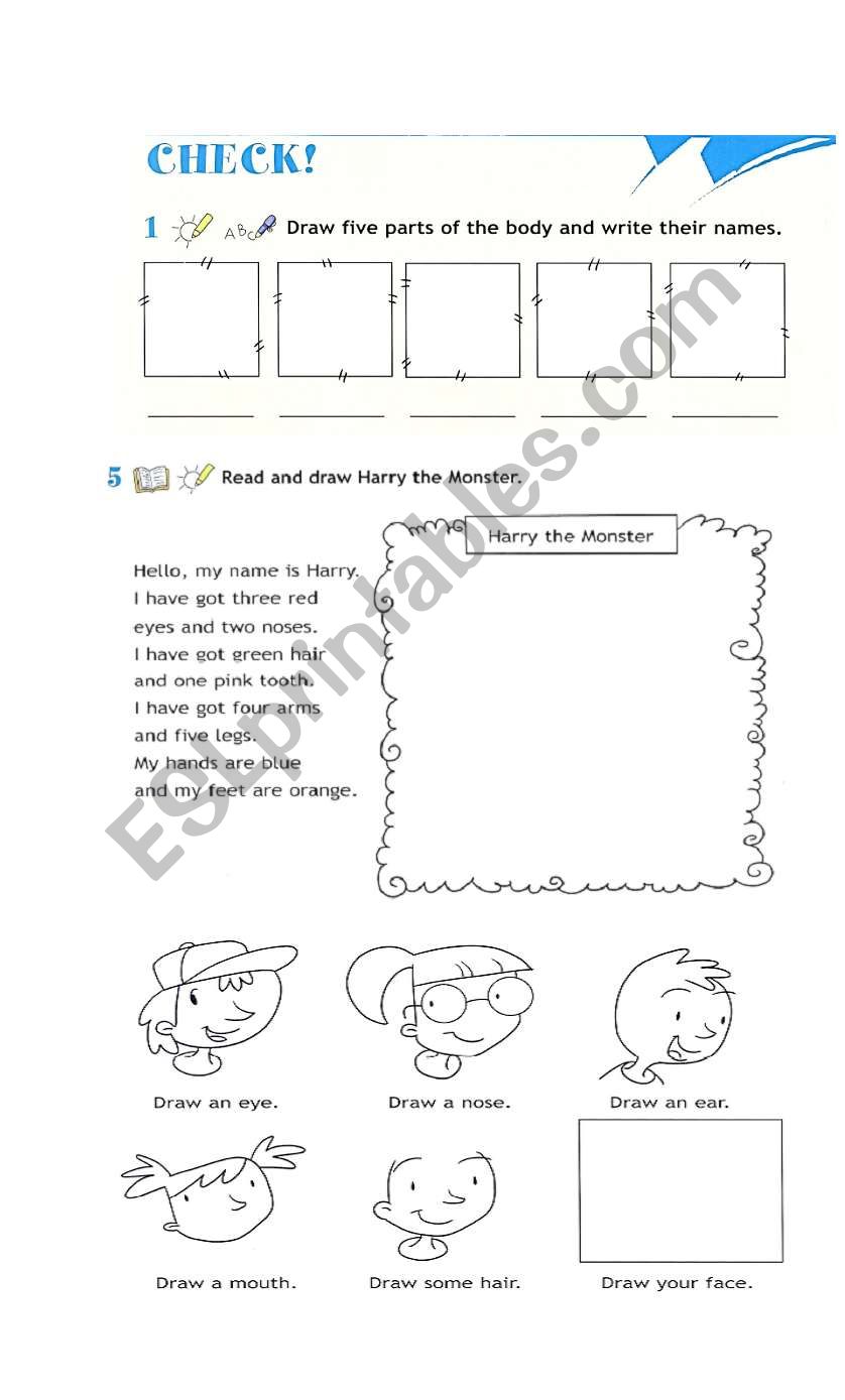 Parts of the face worksheet