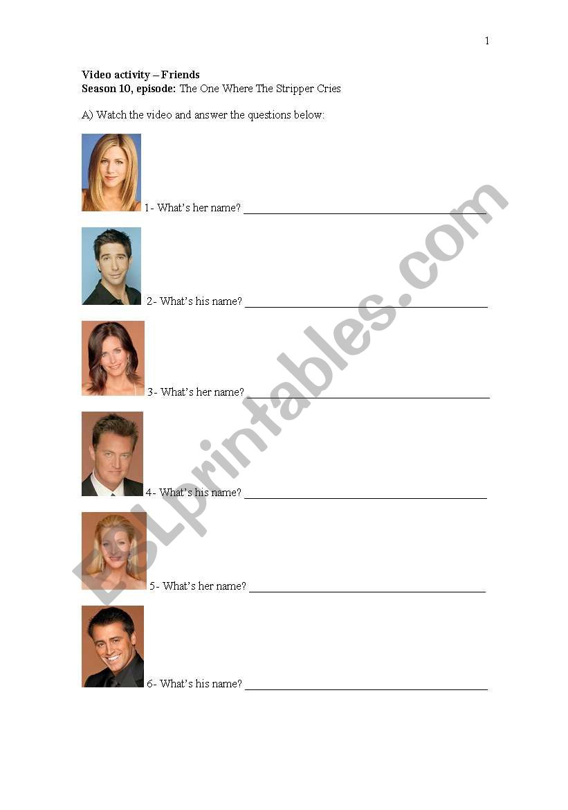 Friends video activity - introduction / jobs