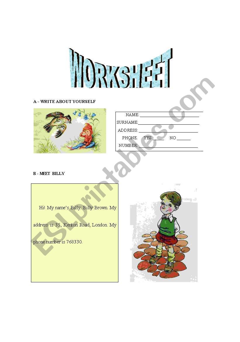 Worksheet - Billy Brown worksheet