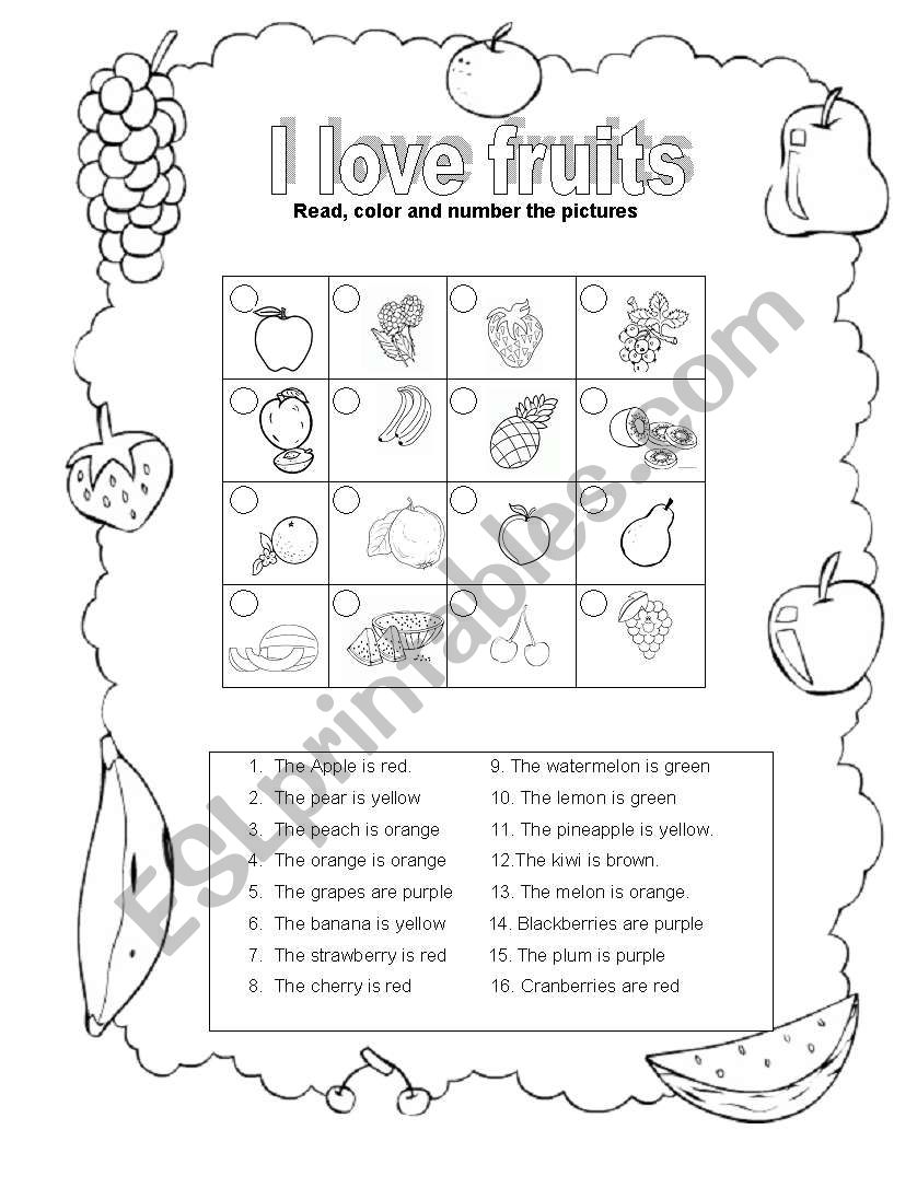 Fruits worksheet