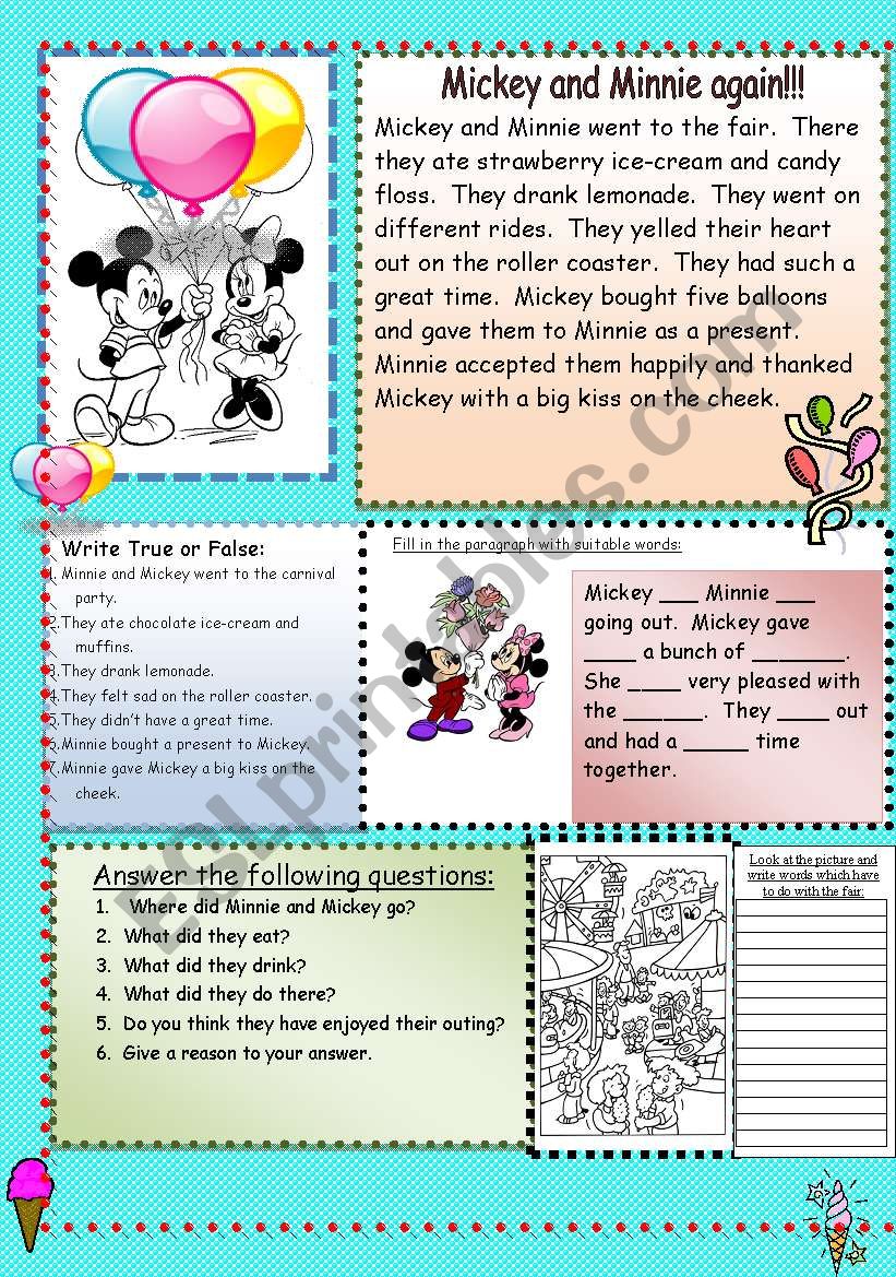 Mickey and Minnie again!! worksheet