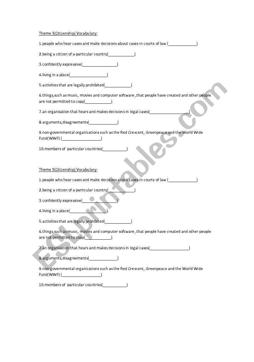 Vocabulary for advanced students