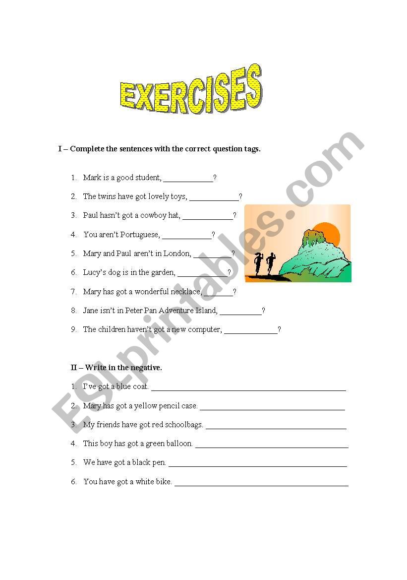 Exercises worksheet