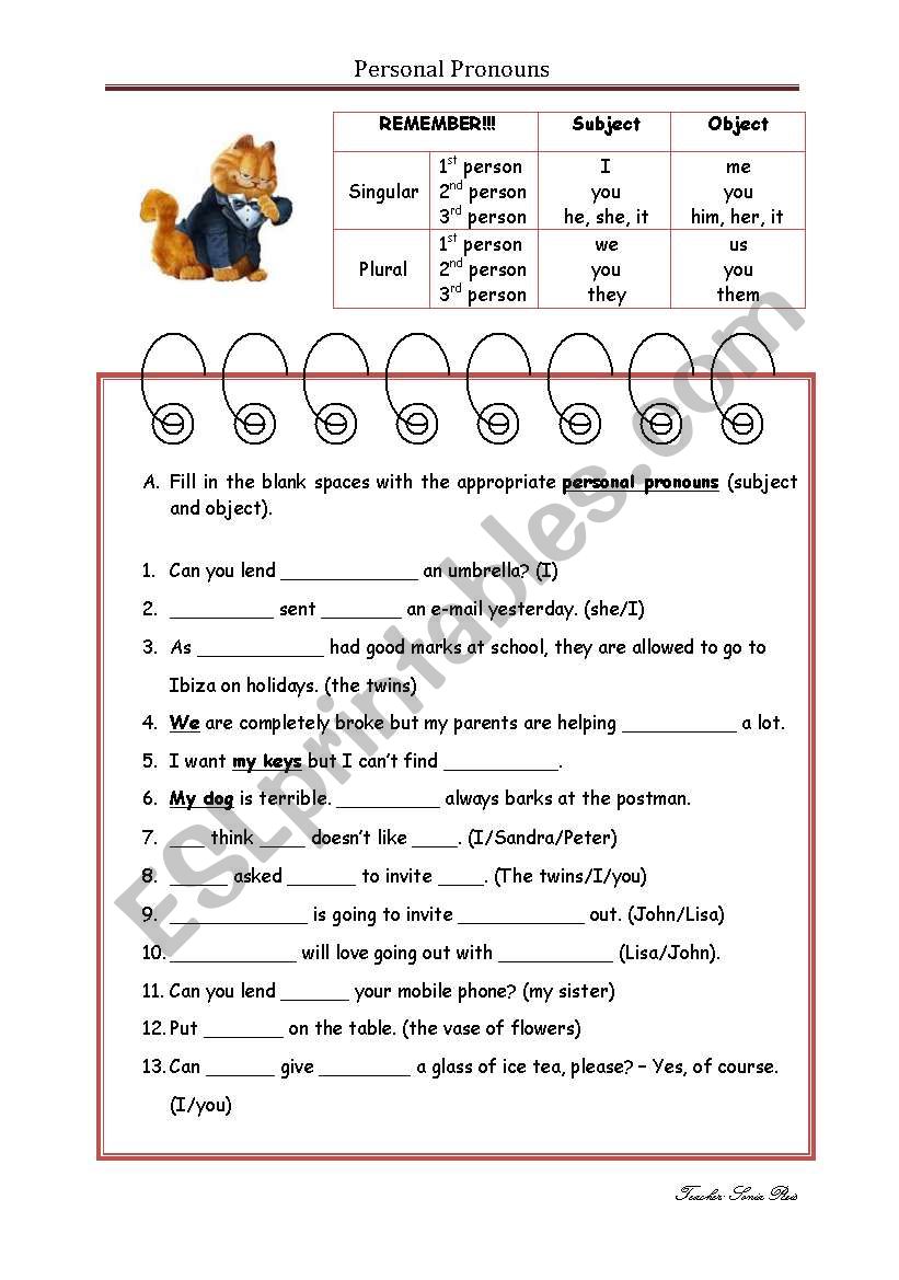 Personal Pronouns worksheet