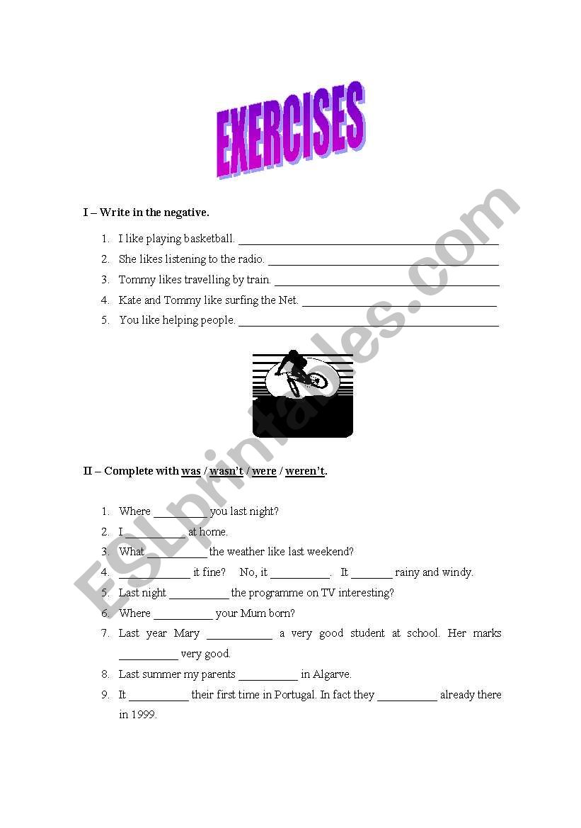 Exercises worksheet