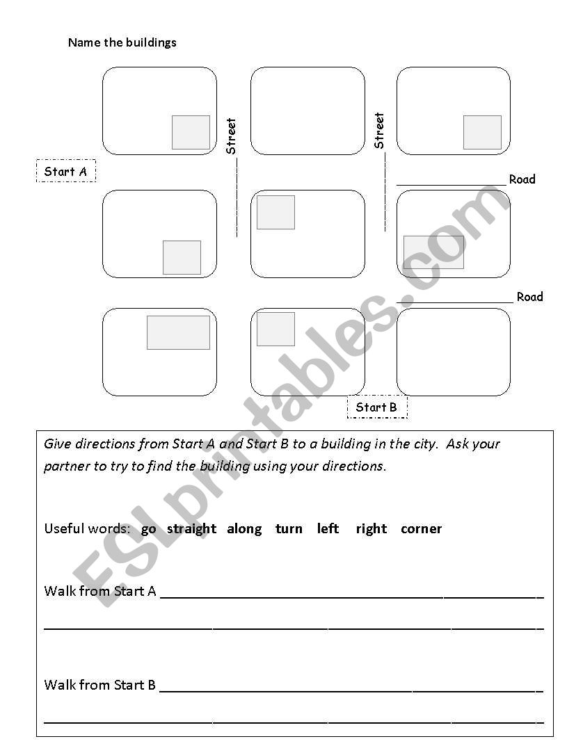 Directions in the city worksheet
